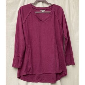Wildfox Women's Pink Soft & Comfy Long Sleeve‎ High-Low V-Neck Sweater - SZ L